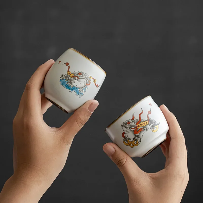 Kung Fu Tea Set Tea Tasting Cup Master Cup Single Cup Gift Box Supportable Opening Film Porcelain Tea Bowl Tea Cup Set Teacup