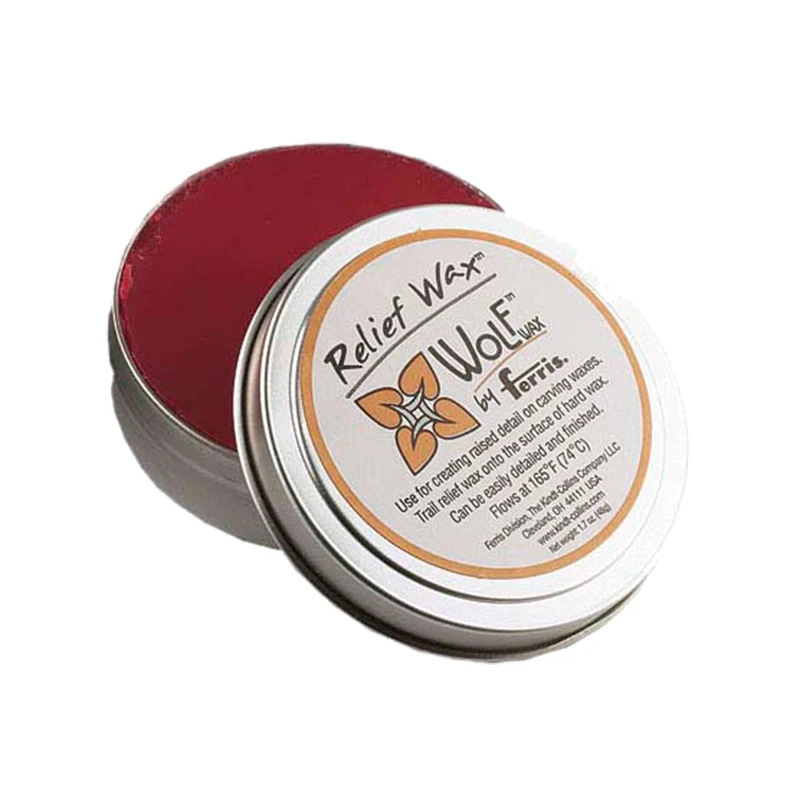 Wolf Relief Wax 2 Oz. Tin (1.7 Oz Net) Red Specialty Wax 163°F Melt Temp for Jewelry Carving Raised Detail Craft USA Made