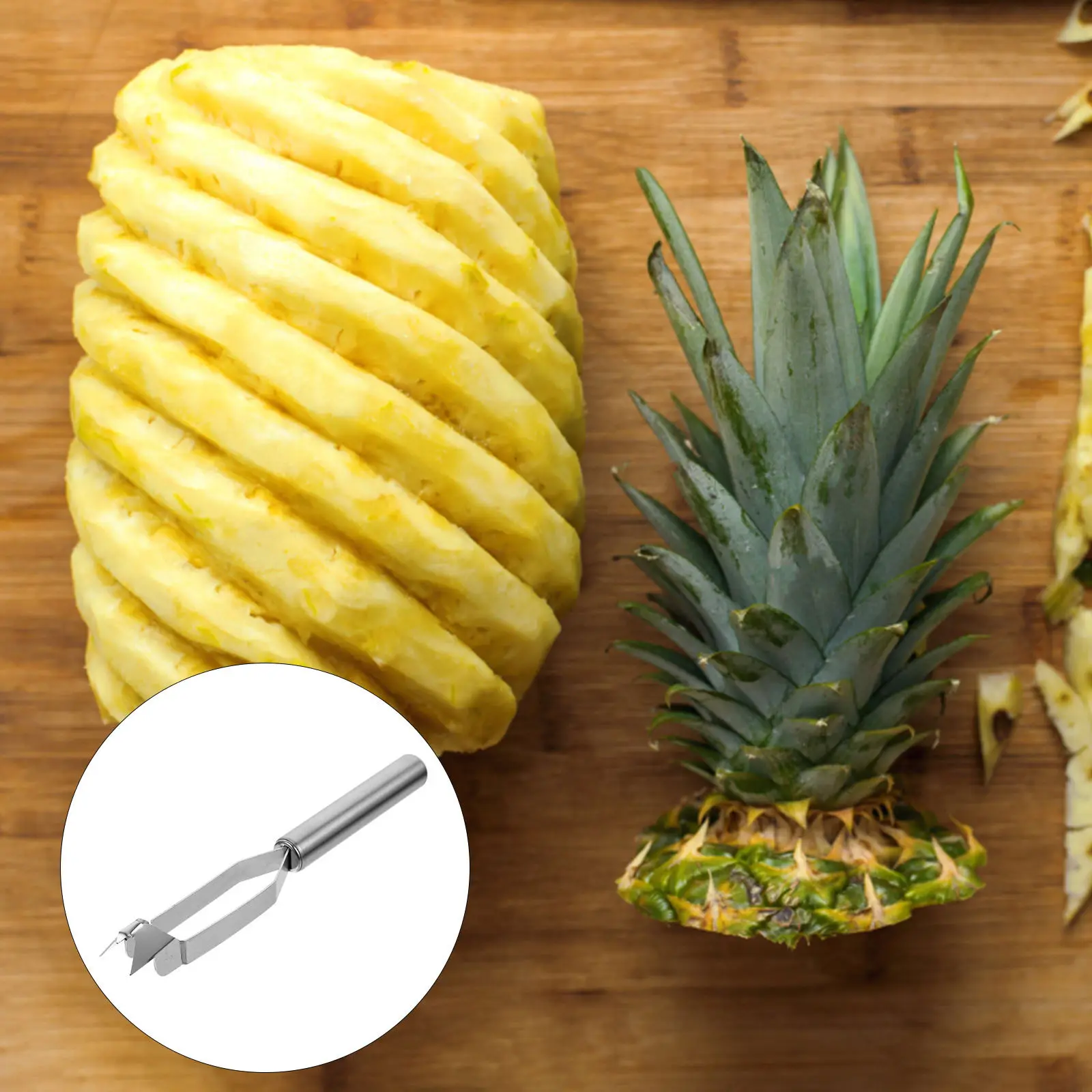 2Pcs Pineapple Peeling Tool Stainless Steel Pineapple Eye Peeler Kitchen Gadget Efficient Fruit Cutter Sturdy Practical Kitchen