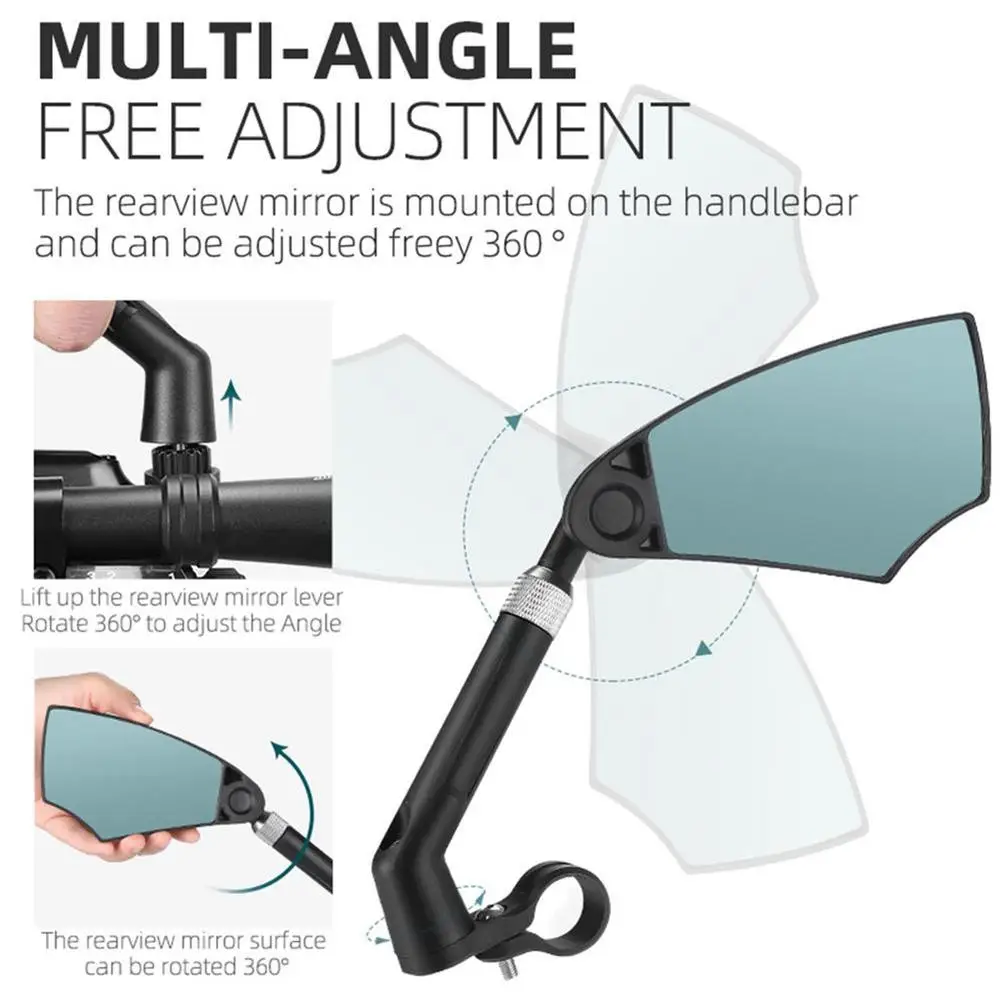 1pc Anti-Glare Handlebar Bike Mirror Bike Rear View Mirror 360 ° Angle Adjustable Ankle Bicycle Mirror For 0-1.97in