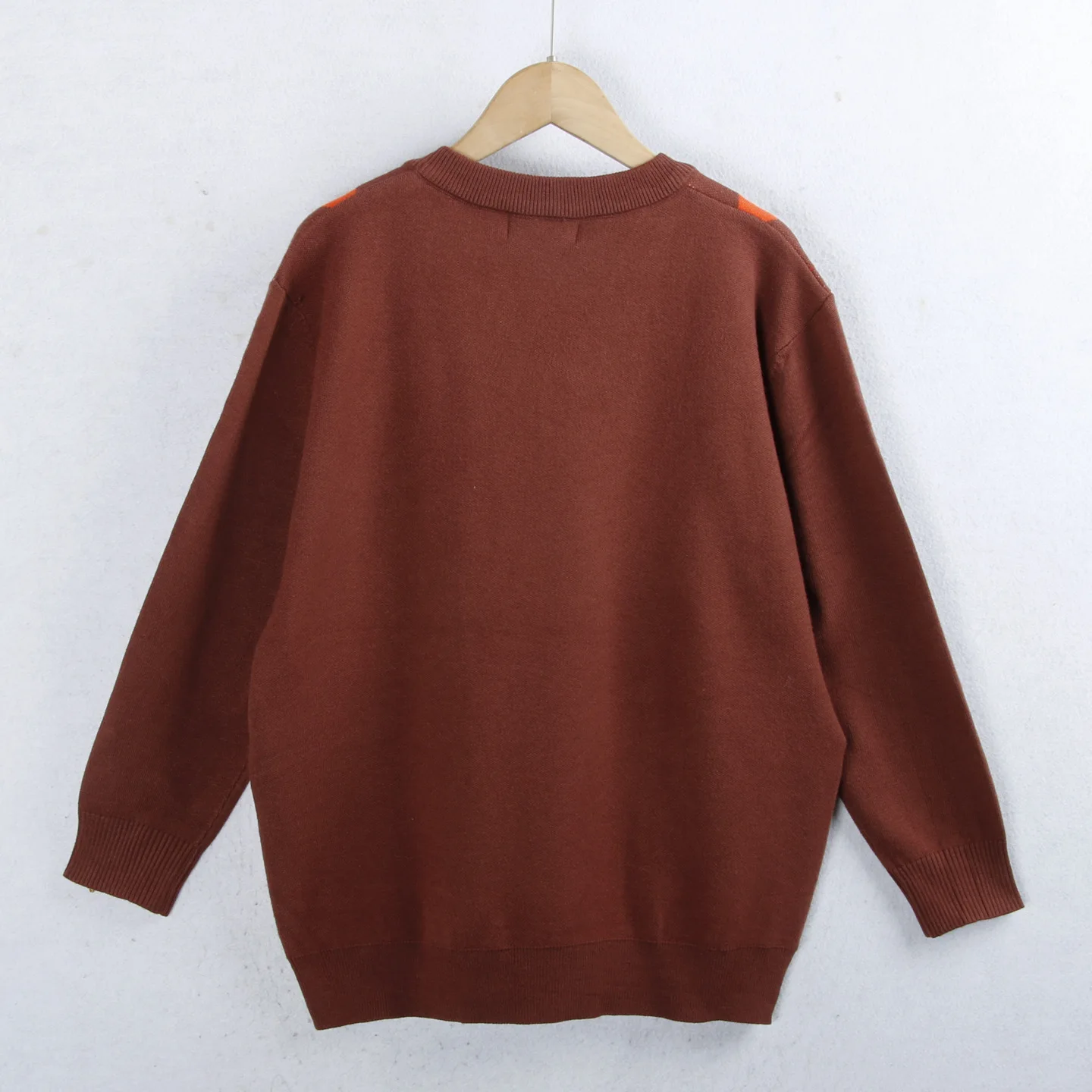 Women's V-Ne Knitted Sweater Diamond Pattern Autumn Winter plus Size Color Blo Slimming Lazy Versatile Elastic Knitwear