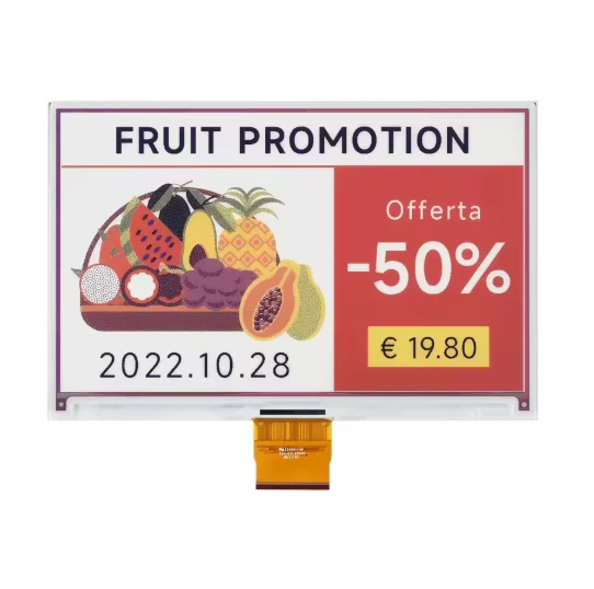 7.3inch E-Paper (F) ACeP 7-Color E-Ink IPS Panel Raw Display 800*480 Pixels 4:3 170 Low Power Wide Viewing Angle Paper-Like