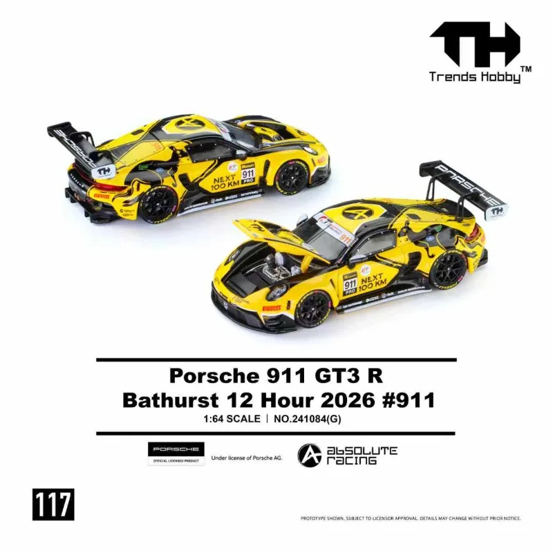 pre-vente-trendhobby-1-64-911-gt3-r-b12h-2026-modele-de-voiture-en-alliage-a-l'echelle-911-un-cadeau-pour-les-amis-un-objet-de-collection-pour-adultes