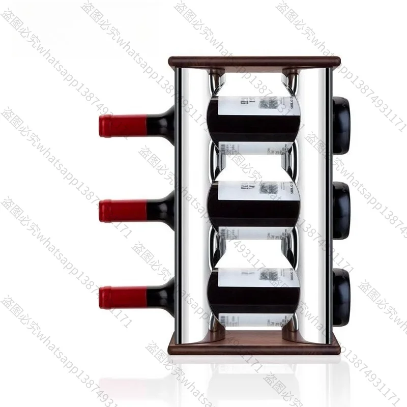 Suitable for Light Luxury Walnut with Stainless Steel Red Wine Rack, Grape Storage Rack,