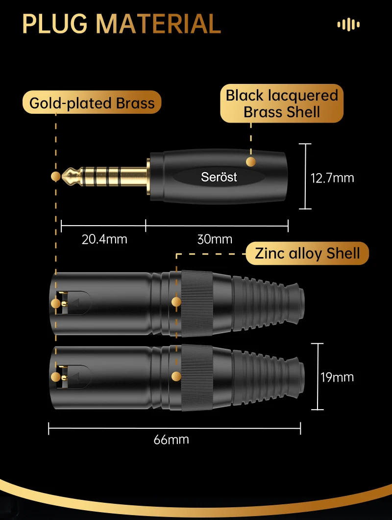 Serost StarPro 4,4mm Balance auf Dual XLR Stecker HiFi-Audiokabel, versilbertes Kupfer OFC für Musikplayer, Verstärker, Lautsprecher – Detail 8