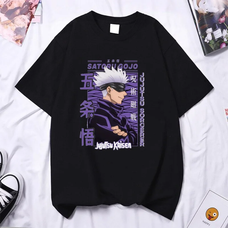 Anime Gojo Satoru High Quality Men's and Women's Round Neck Summer Y2k T-shirt