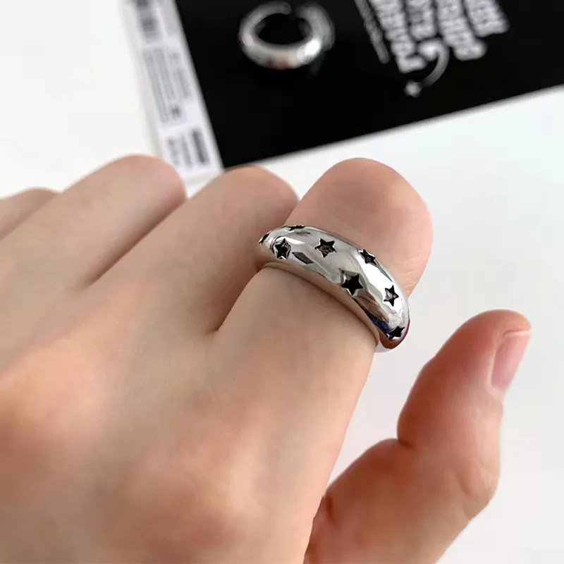 Vintage Pentagram Geometric Star Ring for Women Men Punk Gothic