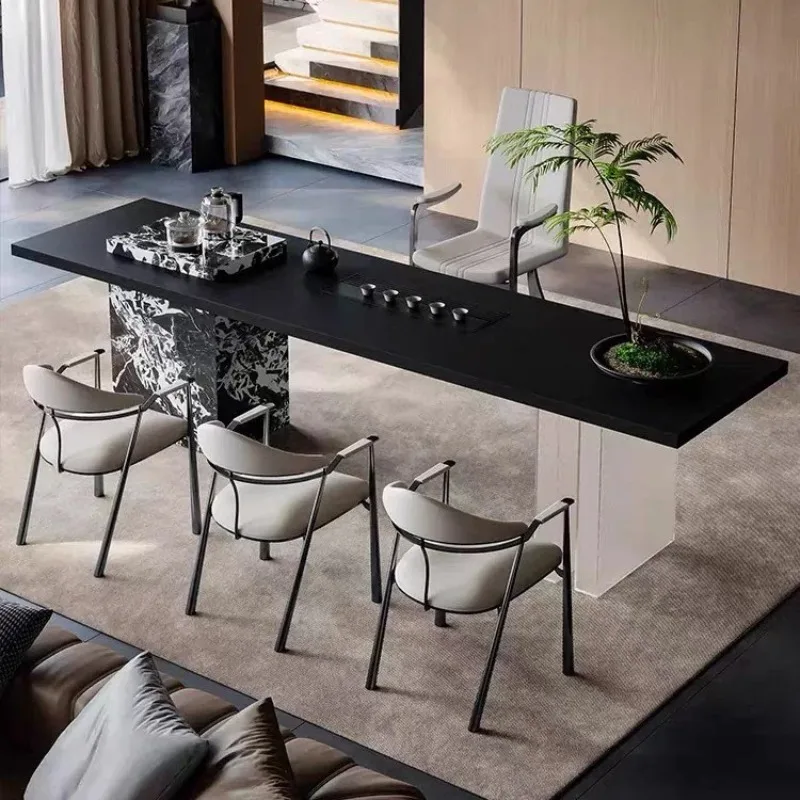 Reception room Wet bubble rock slab tea table Home balcony Villa living room Office acrylic tea table and chairs