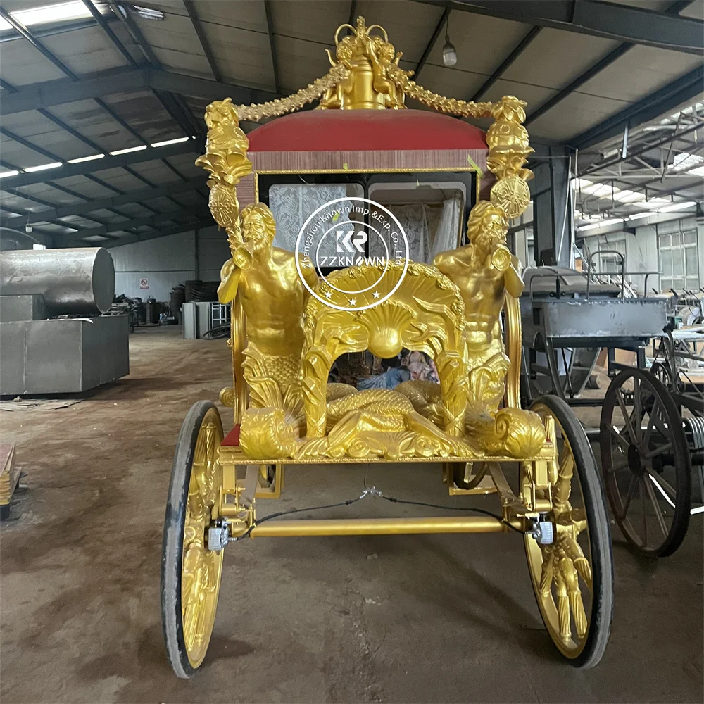 Luxury Four Wheels Sightseeing Horse Drawn Carriages Electric Princess Horse Carriage