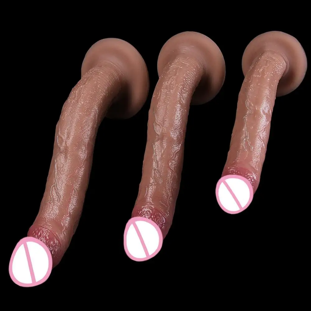 35CM Long Dildo Realistic Snake Shape Dick Single Layer Silicone Big Penis Soft Anal Sex Toy Suction Cup for Women Vagina Orgasm