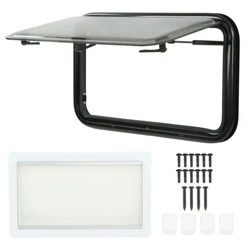 730x430mm RV Push Out Window with Screen Sunshade Double Layer Acrylic Glass for Campers Trailers Motorhomes new.