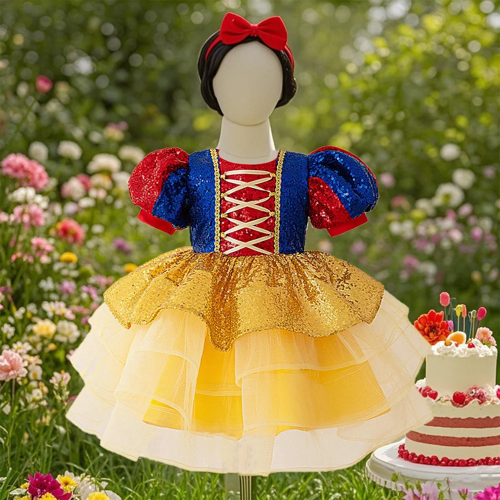 

Princess dress with sequined bubble sleeves design elegant princess fairy tale princess dress suitable for role-playing birthday