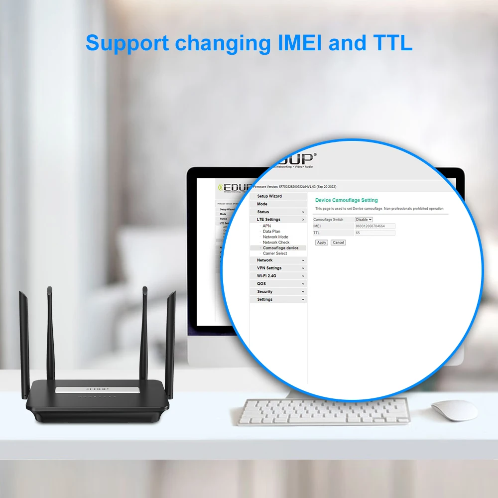 EDUP Router nirkabel CPE 3G/4G, Router WiFi 300Mbps 4G Mode Wifi dengan slot kartu SIM Hotspot untuk kantor rumah