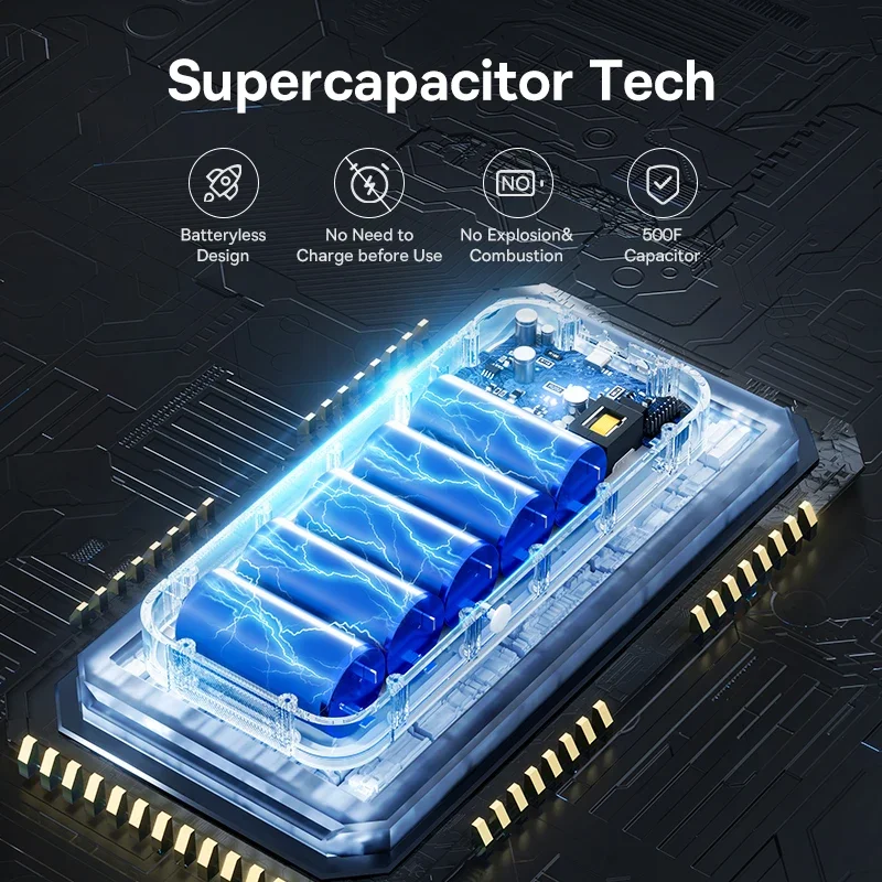 Baseus-Super Capacitor Car Jump Starter, 3000A Dispositivo Car Booster, Carregador, Bateria a menos, Portátil, Começando por Dispositivo de