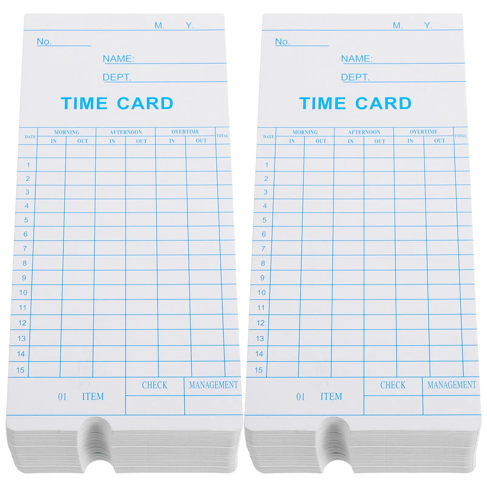

100Pcs Office Time Cards Sheets Attendance Recording Cards Premium Thick Paper Double-Sided English Edition for Employee Time