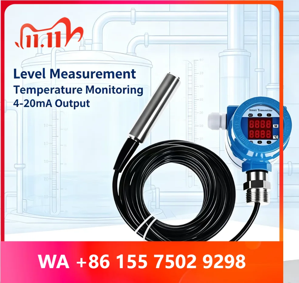 0-10m Submersible Hydrostatic Leel Transmitter 4-20mA Alarm Display Underground Wells/Storage Tanks/Sewage  Instrument