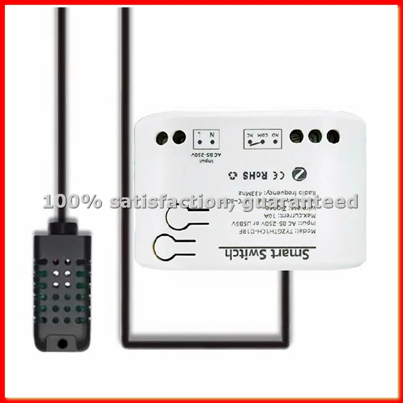 Tuya Zigbee 1 Gang Smart Switch with Temperature Humidity Sensor,Tuya Smart Life APP,Passive Dry Contact Relay AC85-250V-A68X