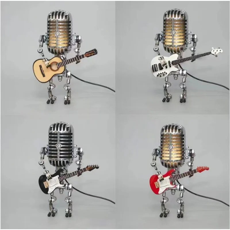 Metal Microphone Robot Guitar With Lights, Home Decoration Item for Toys Gifts