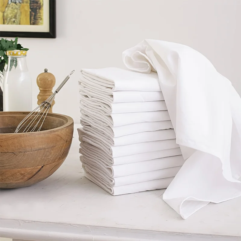 3/5/7Pcs, Simple White Absorbent Cotton Cloth Napkins, Bar Towels, Cooking and Baking Tea Towels, Dish Towels, Scouring Pads, Ha