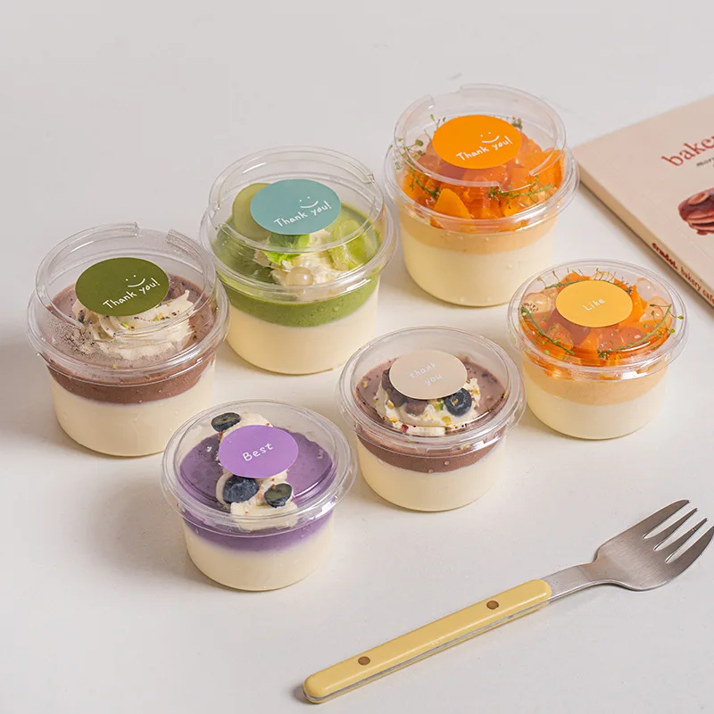 Caja de yogur con tapa, caja de helado, postre, taza de gelatina de leche desechable, caja de tarta de queso, caja desechable para fiesta, esencial para la familia