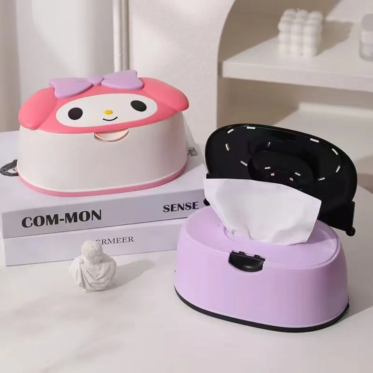Anime Hello Cute Kittyt Kuromi My Melody Cartoon Desktop Tissue Box Large Capacity Spring Holder Storage Organizer for Home Gift view 2