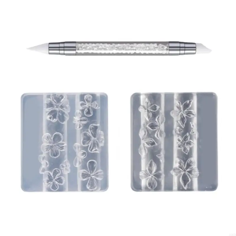 

2PCS Professional Art Molds Hibiscus Cherries Blossom Silicone Templates And Carving Pen For Resin Craft Creations