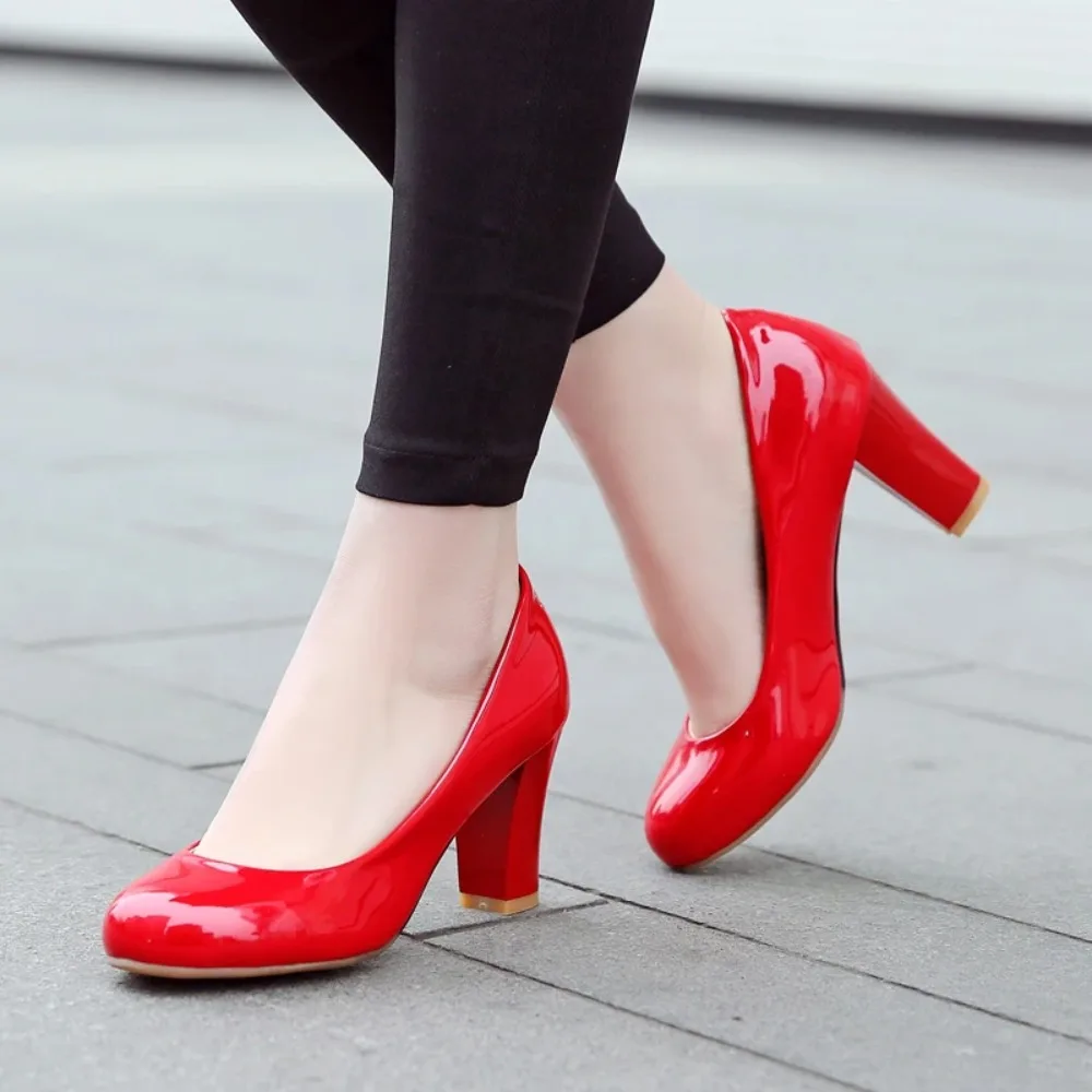 BLXQPYT Women\'s High Heels Pumps 2026 Fashion Big Size 31-47 Spring Autumn 4 Colors PU Leather Party Wedding Shoes 222-7
