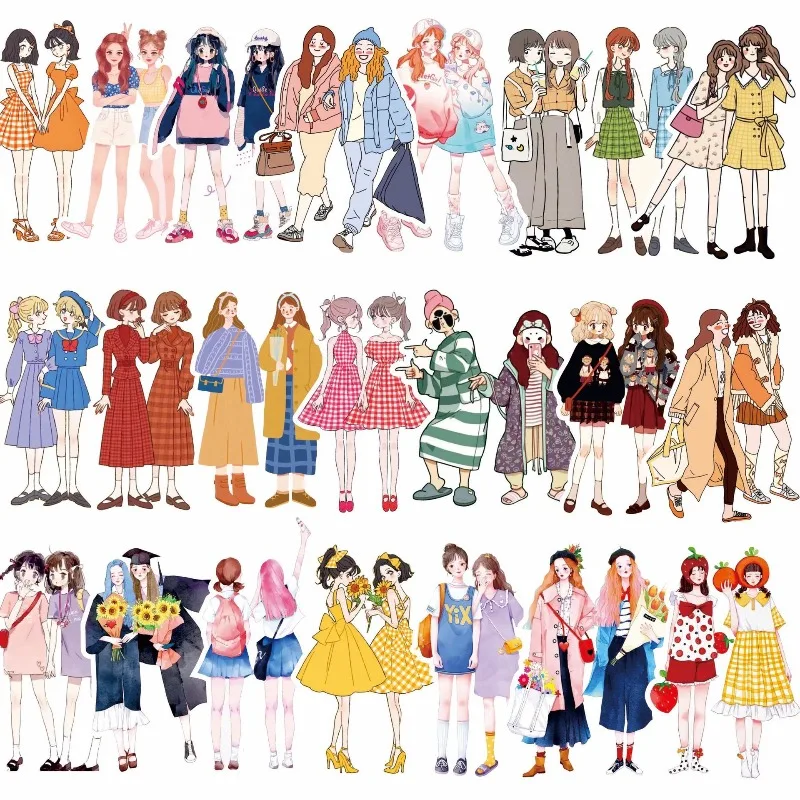 52 pegatinas decorativas para garabatos creativos con personalidad de dibujos animados de mis amigos y yo