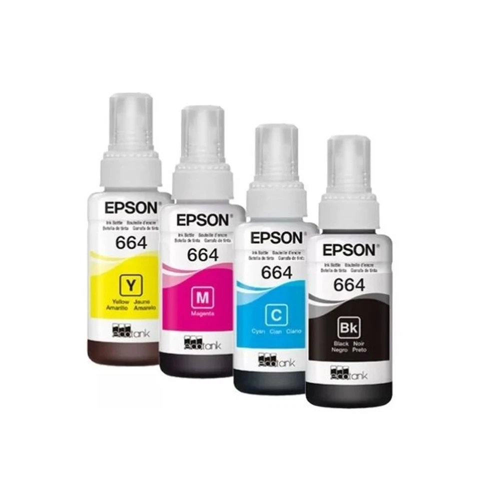 Kit 4 Tinta T664 Para Epson Original L395 L380 L375 L220 L455