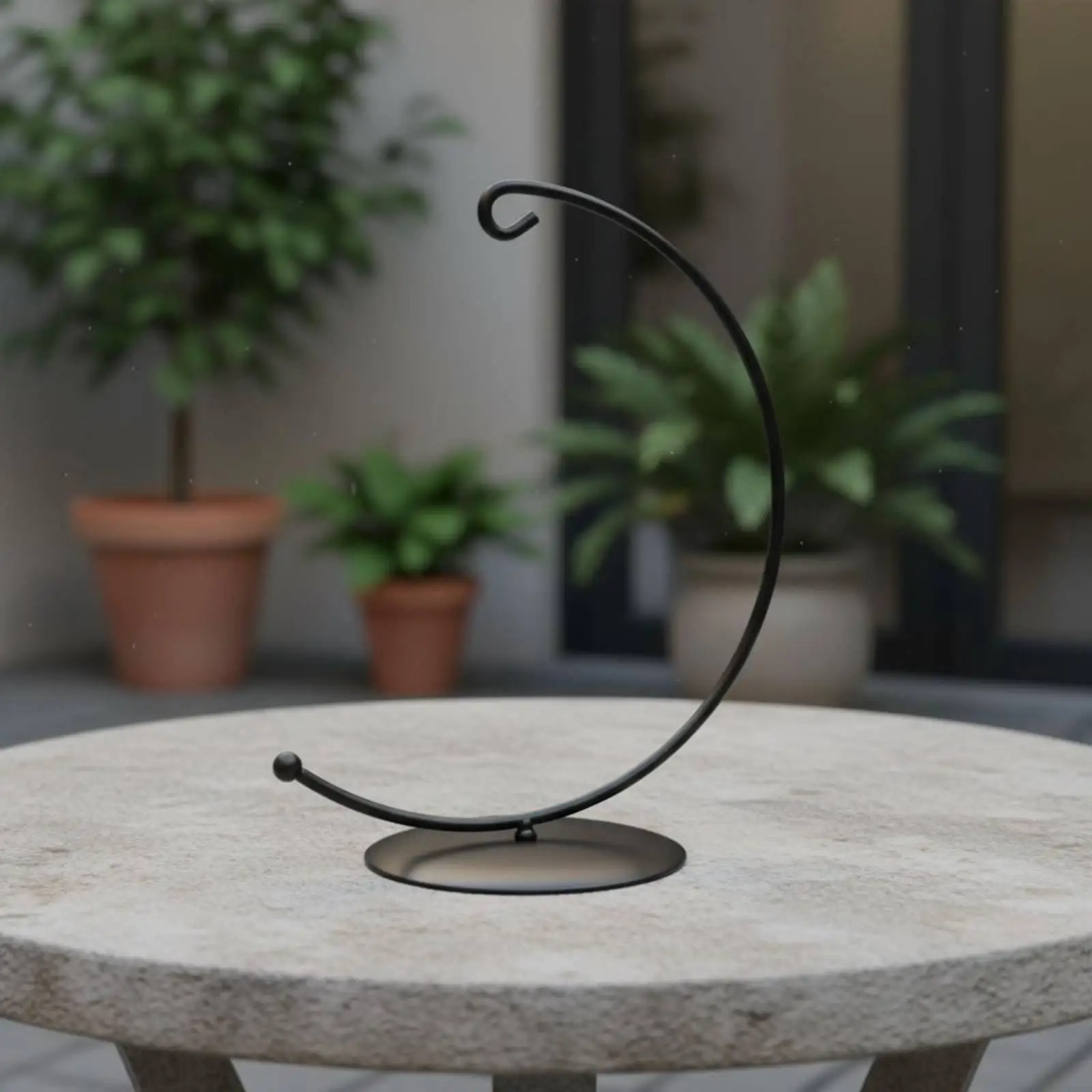 Wrought Iron Wind Chime Nordic Home Decor Hanging Ornament Outdoor Garden Patio Tabletop Display Stand Curved Minimalist Art