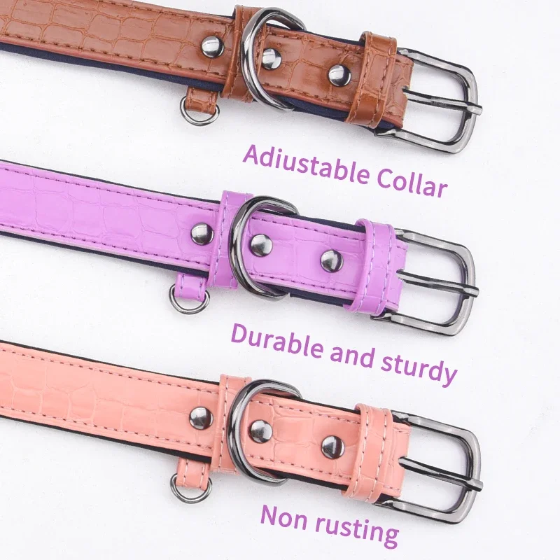 Customized ID Tag Dog Collar Bone Printed Soft Padded Personalized Nameplate ID Leather Dog Collars for Small Medium Large Dog
