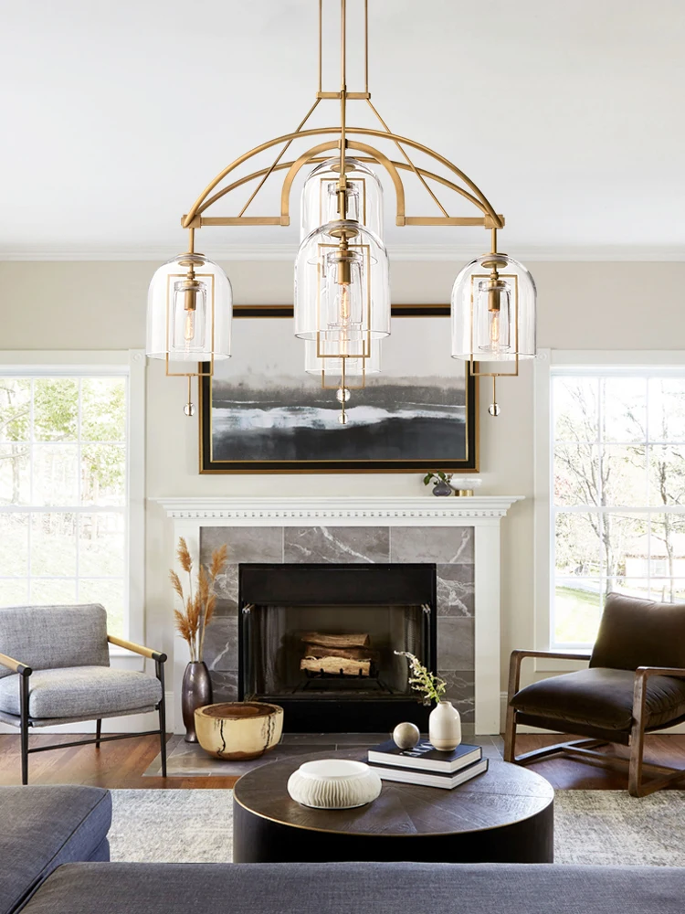 Upgrade Your Home With Our Exquisite E14 American Chandelier Crafted From Clear Glass Pendant Light Black Brass Dimming Function