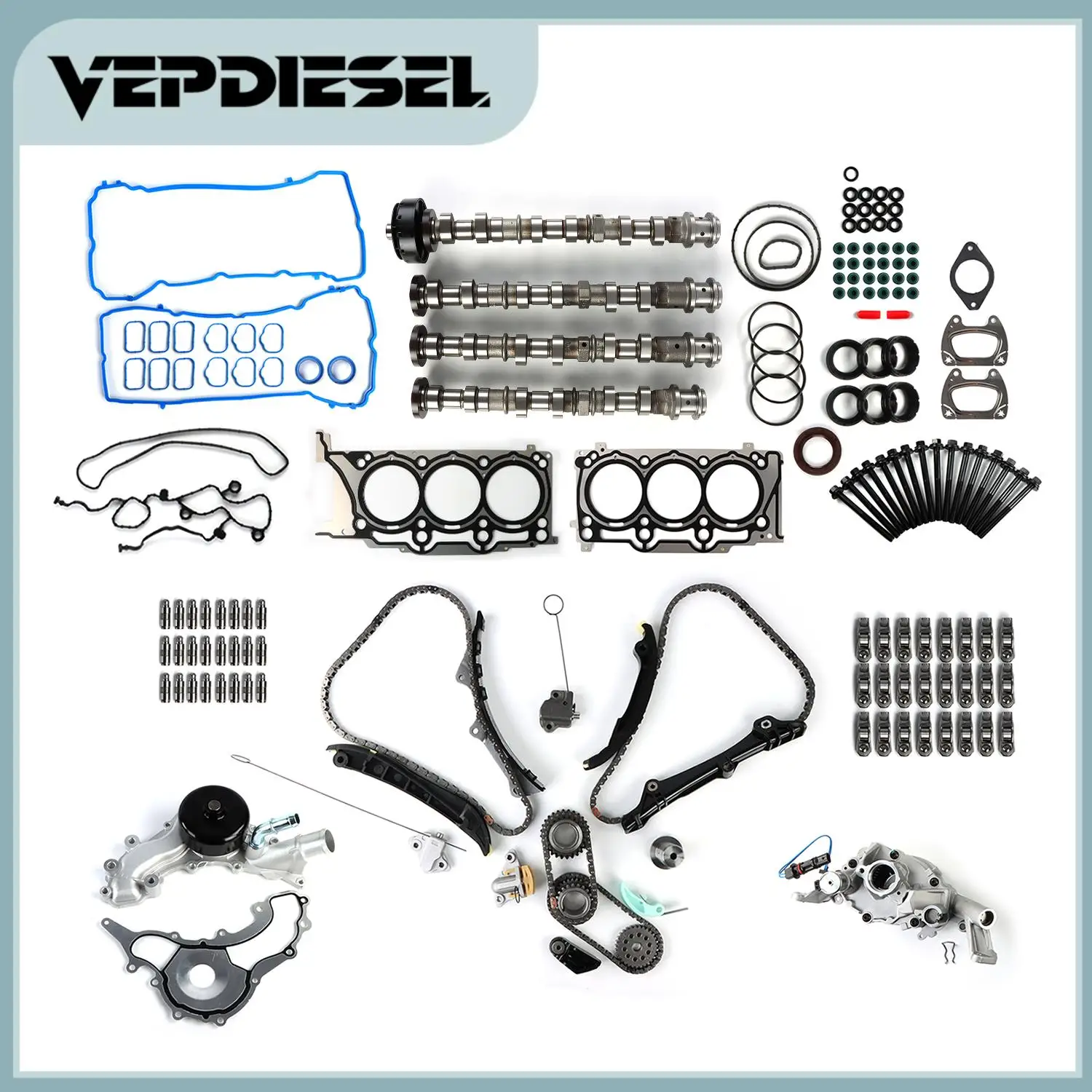 1Set Engine Overhaul&Camshafts Rockers Lifters Kit Timing Chain Kit For 11-16 Chrysler Dodge Ram 3.6L Car  Accessories Parts