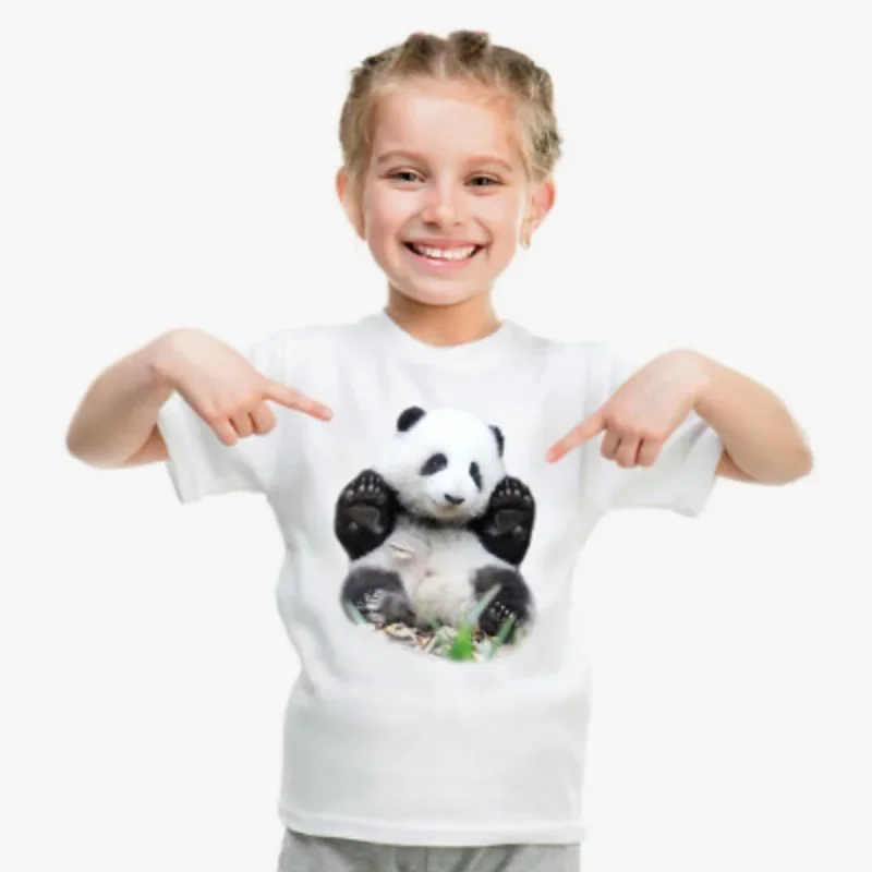 Roupas infantis e masculinas na Europa e nos Estados Unidos, panda explosivo, camiseta estampada com padrão floral, roupas de menina, tops