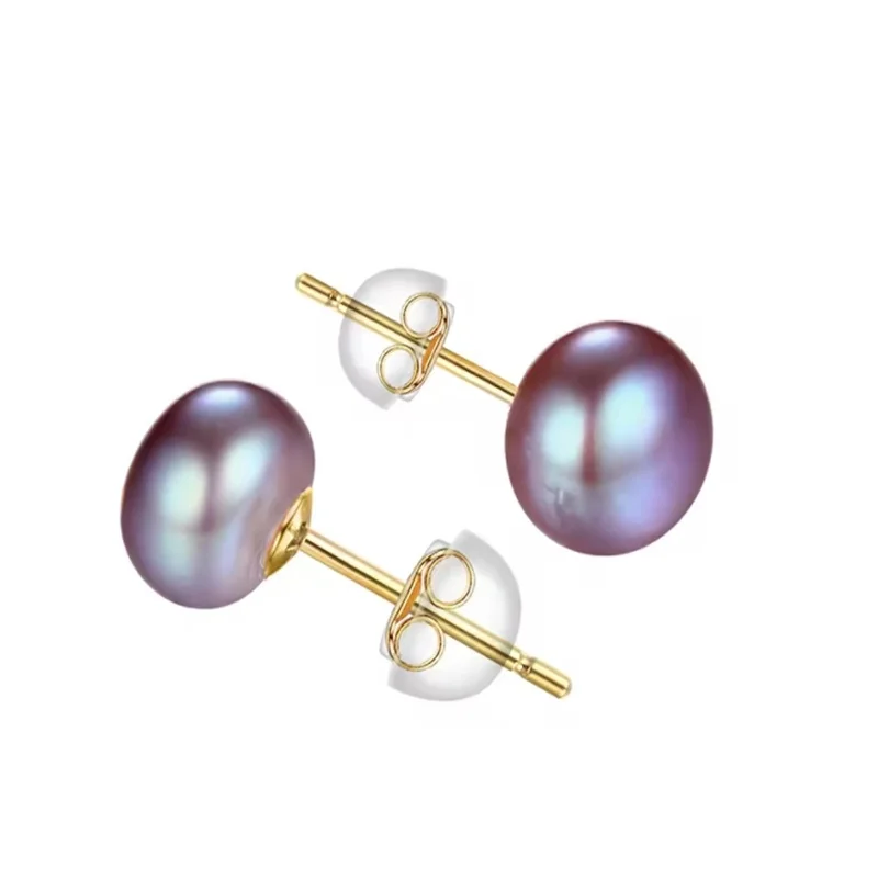 Senlissi-Ohrstecker mit echten Süßwasserperlen für Damen, 7–8–9, weiße rosa Perlen, 925er Sterlingsilber, 18 Karat, weiblicher Partyschmuck – Detail 7