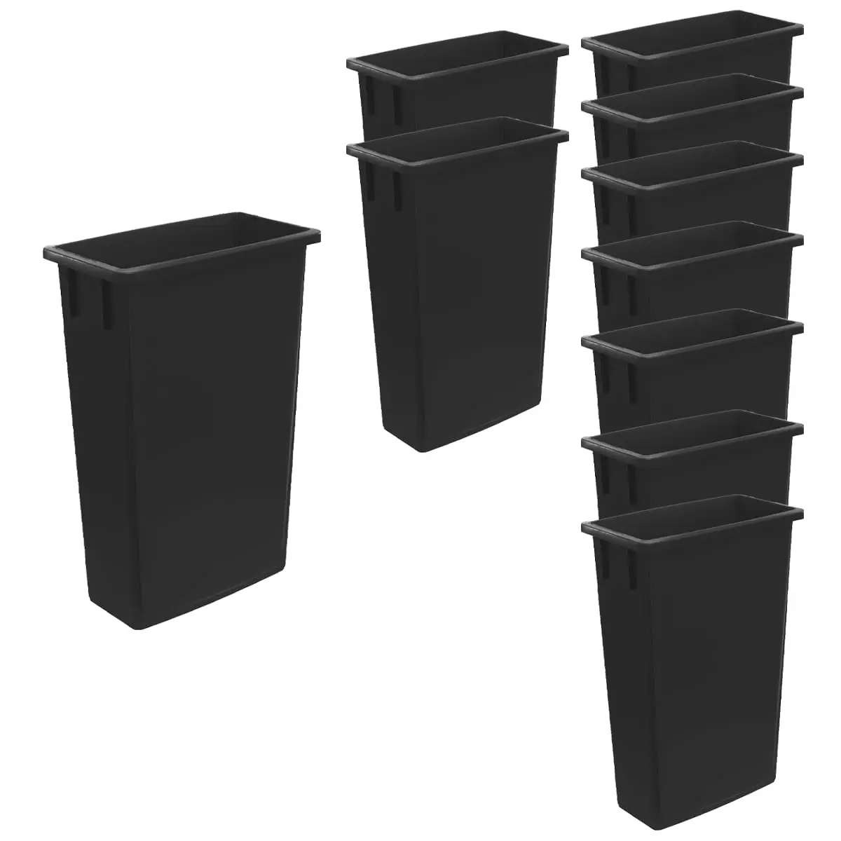 10-Pack, 23 Gallon Slim Commercial Trash Cans, Heavy-Duty Trash Cans, Garbage Cans for Restaurants, Offices, Bars