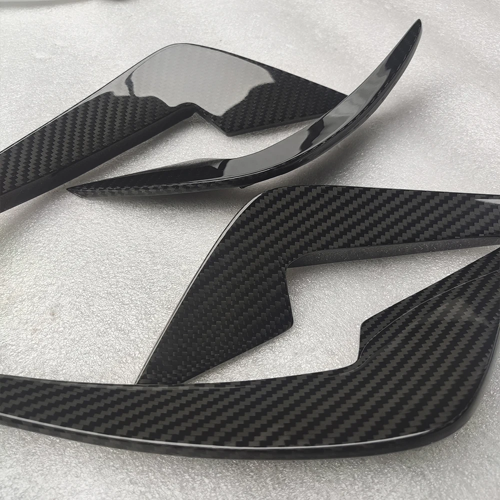 4pcs Real Dry Carbon Fiber Auto Parts Front Bumper Trims Canards for BMW F87 M2 M2c 2014-2022 AC Style