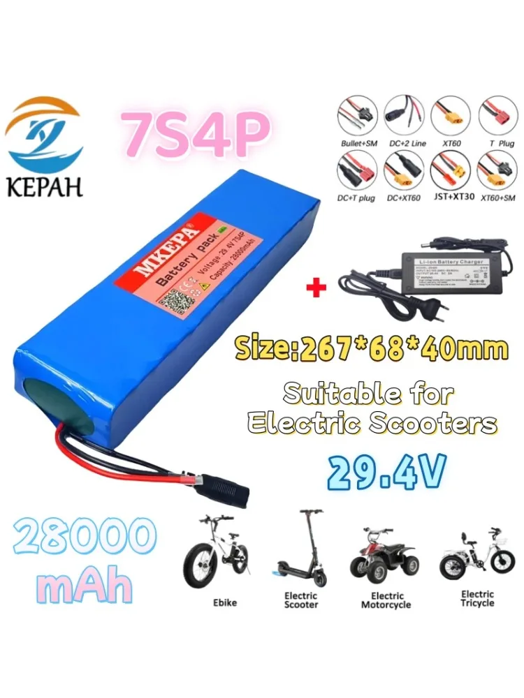 24 V 28Ah 7S4P lithium batterij Oplaadbare Batterij 29.4 v 18650 batterij power zetel BMS voeding + 29.4 v lader P108 - afbeelding 2
