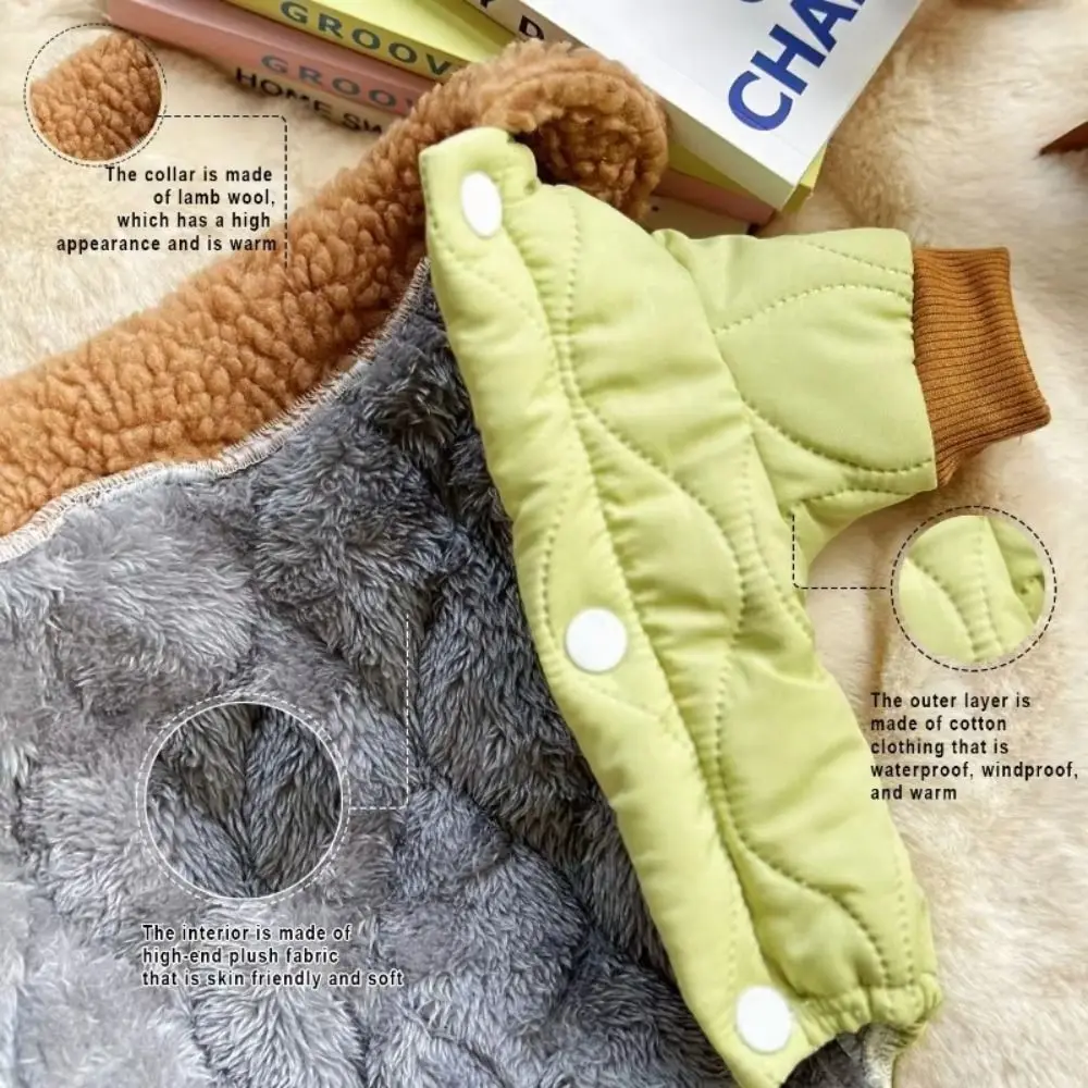 Modische, dick gefütterte, warme Hundekleidung, Einteiler mit Bärenanhänger, Hundebodysuit mit Knöpfen, Lammwolle, Haustierkleidung für kleine und mittelgroße Hunde. – Detail 3