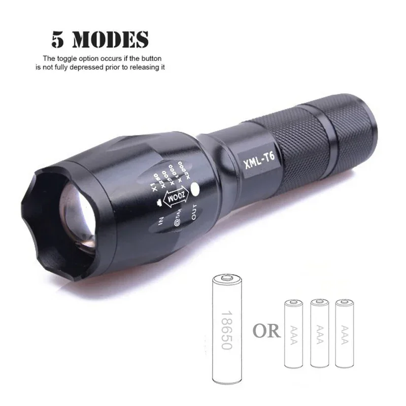 LED Rechargeable Flashlight linterna torch 18650 Battery 5 Modes Waterproof Outdoor Camping Powerful Led Flashlight