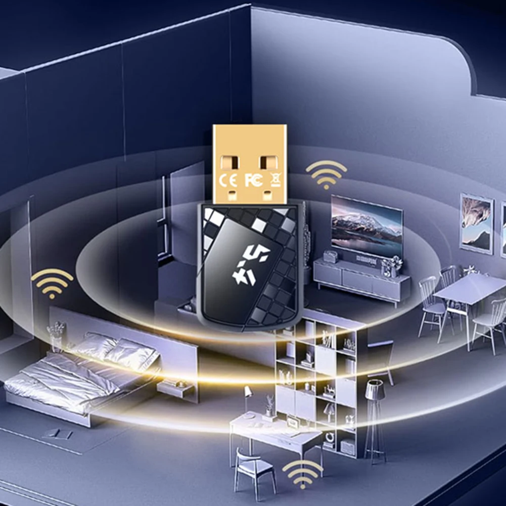 USB Bluetooth-совместимый адаптер 5.4 Беспроводной USB-адаптер Bluetooth-совместимый ключ для ПК Динамик Беспроводная мышь Клавиатура