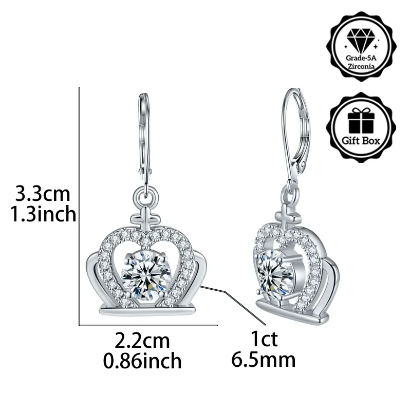

LAMVOICE jewelry for women/earrings with 2 carat zirconia Hypoallergenic hook earring christmas gift for high quality jewelry