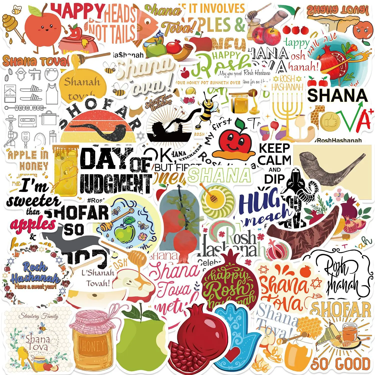 10/30/50 pezzi adesivi capodanno ebraico per valigia skateboard laptop bagagli frigorifero telefono adesivo per auto styling