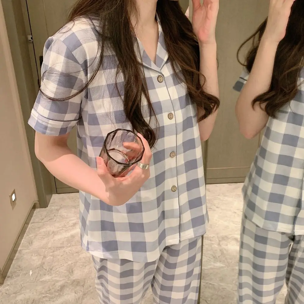 

Домашняя одежда, пижамный костюм в сетку с короткими рукавами и v-образным вырезом, облегающие топы, брюки, ночная рубашка, женская одежда для сна, пижамные комплекты из двух предметов, подарки