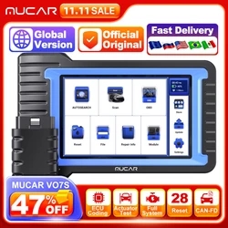 MUCAR VO7 VO7S Car Auto Diagnostic Tools DPF IMMO 28 Reset Full System Free Update 3 Years ECU Coding Active Test OBD2 Scanner