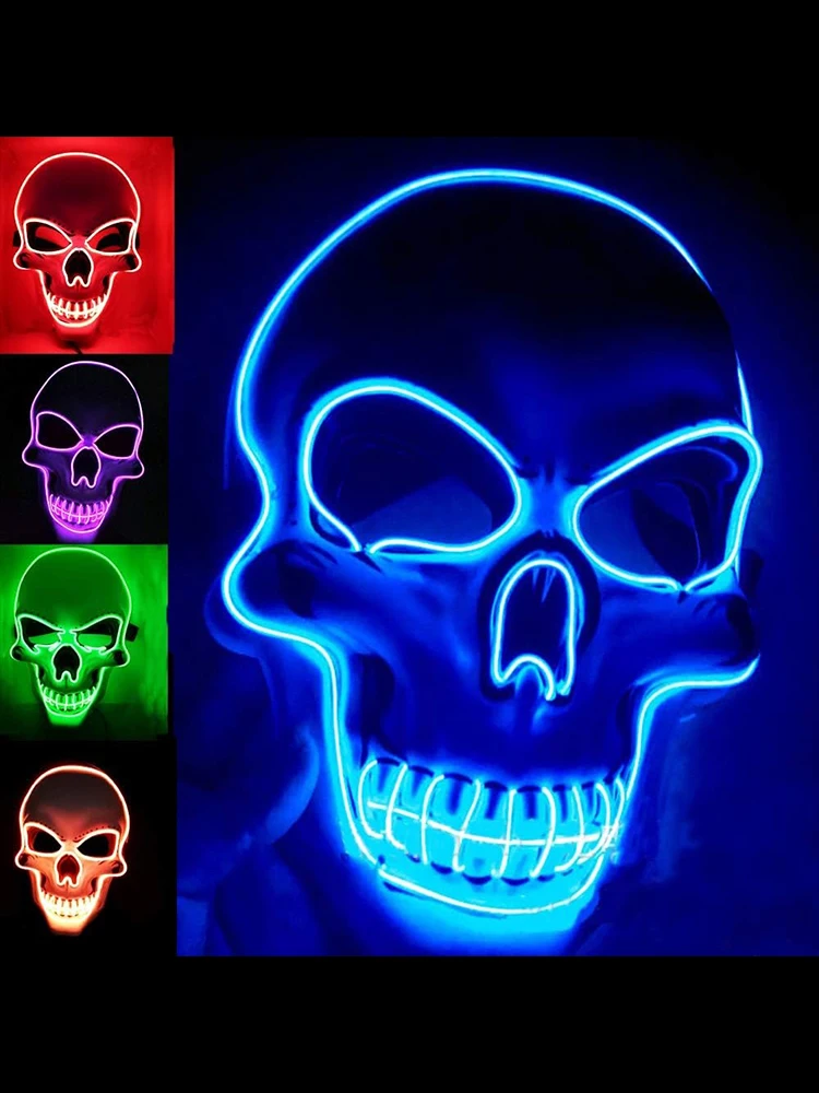 Fashion Horror Halloween Skull Mask LED Light Cosplay Costume Cosplay Mask Halloween Luminous Skull Mask Halloween Party