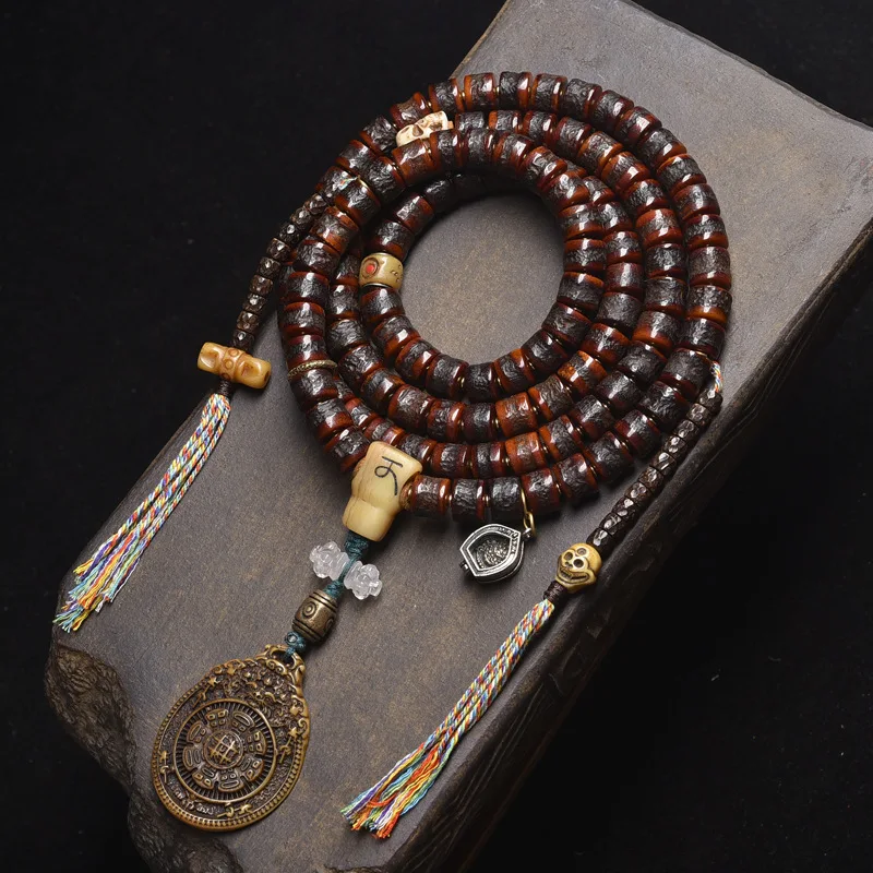108 Beads Of Yak Buddha Necklace Tibetan Nine Palaces Eight Diagrams Amulet Bone Accessories