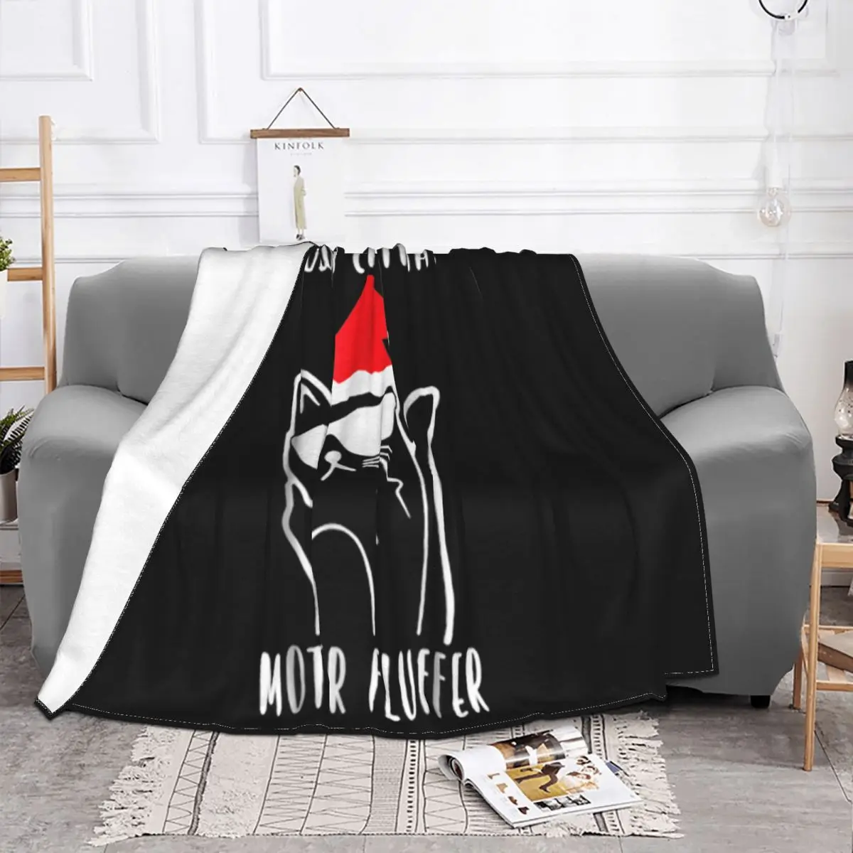 Premium Meowy Catmas Mother Fluffer Funny Cat Christmas Fashion Colour Male Oversize Style Throw Blanket