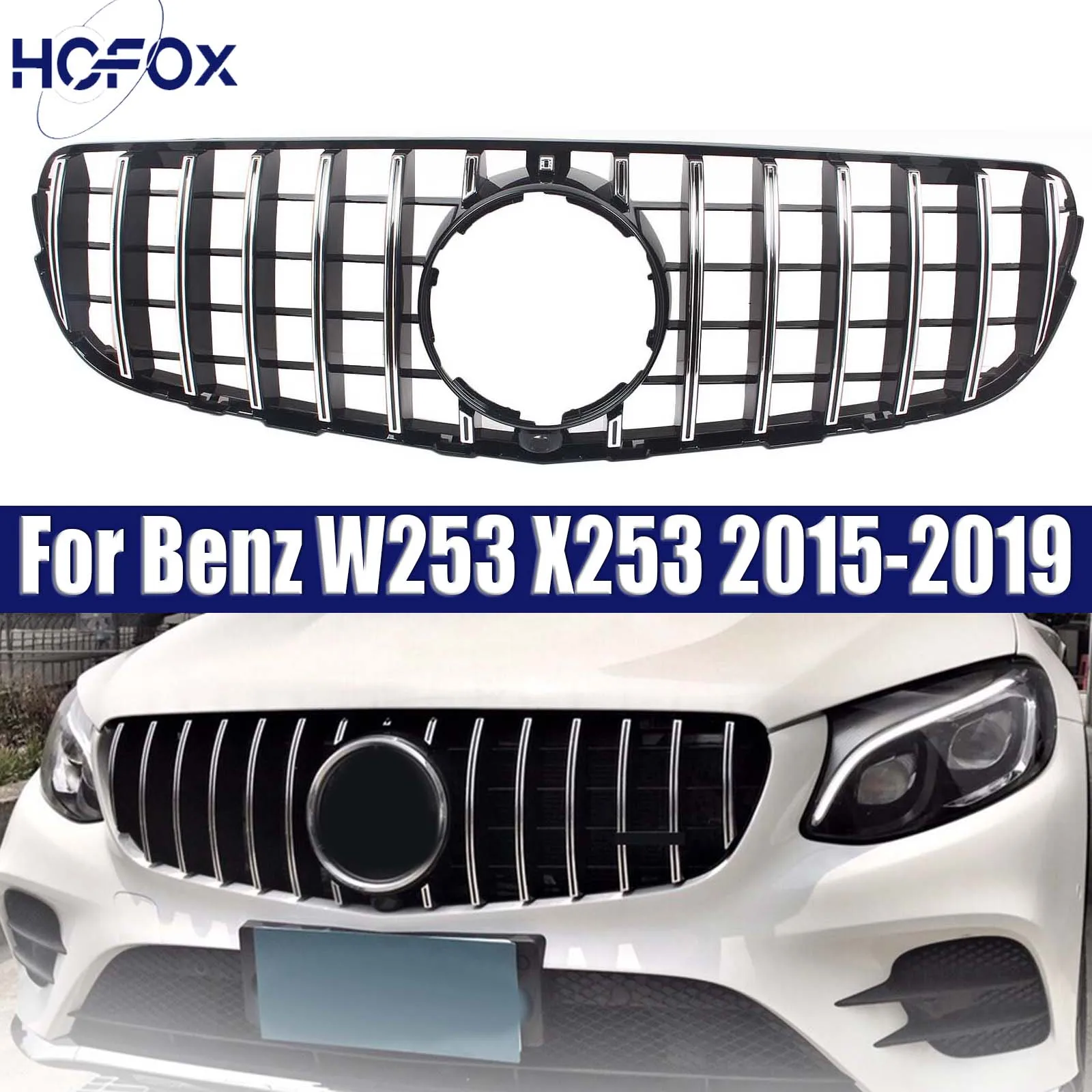 

Решетки бампера в стиле GT для Mercedes Benz W253 X253 2015 2016 2017 2018 2019 с отверстием для камеры, решетка переднего бампера