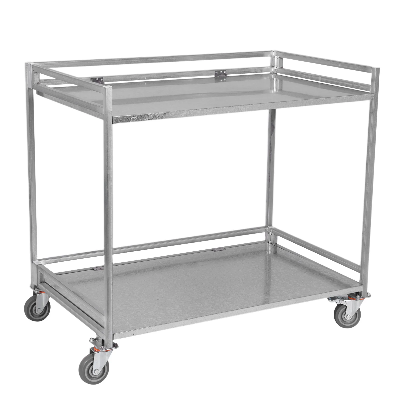 

Тележка на 2 полки, складная, стальная, на колесах, грузоподъемность 300 кг, с ручкой, для ресторана и кухни